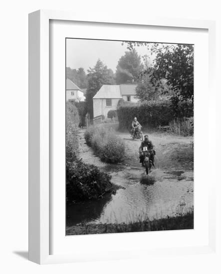 Motorcycles competing in the B&HMC Brighton-Beer Trial, Windout Lane, near Dunsford, Devon, 1934-Bill Brunell-Framed Photographic Print