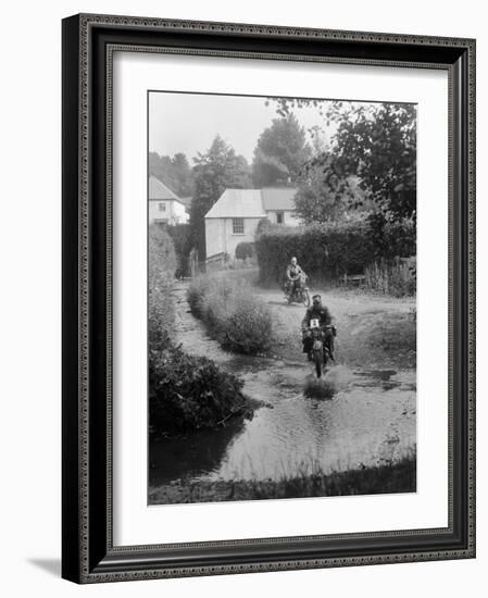 Motorcycles competing in the B&HMC Brighton-Beer Trial, Windout Lane, near Dunsford, Devon, 1934-Bill Brunell-Framed Photographic Print