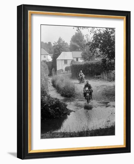 Motorcycles competing in the B&HMC Brighton-Beer Trial, Windout Lane, near Dunsford, Devon, 1934-Bill Brunell-Framed Photographic Print