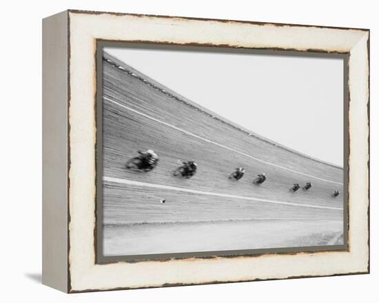 Motorcycles Racing on Sloped Track-null-Framed Premier Image Canvas