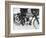 Motorcyclist Holding Rudge Motorcycle-null-Framed Photographic Print