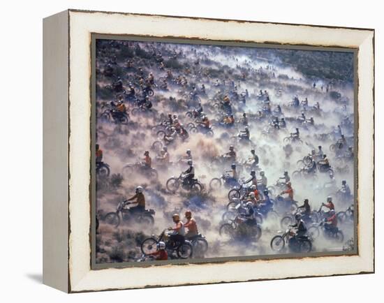 Motorcyclists Racing 75 Miles Cross Country Through Mojave Desert-Bill Eppridge-Framed Premier Image Canvas