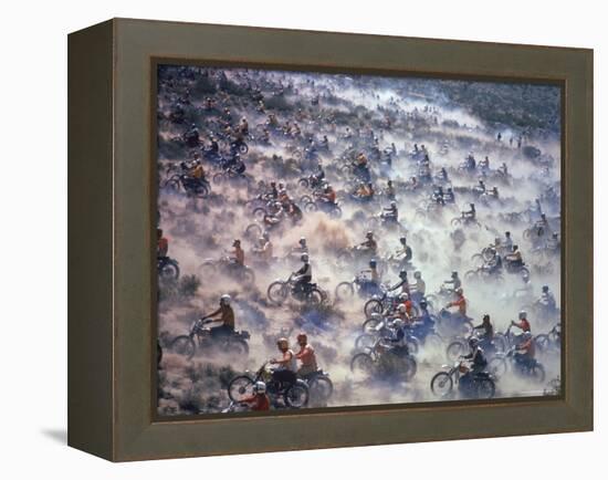 Motorcyclists Racing 75 Miles Cross Country Through Mojave Desert-Bill Eppridge-Framed Premier Image Canvas