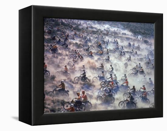 Motorcyclists Racing 75 Miles Cross Country Through Mojave Desert-Bill Eppridge-Framed Premier Image Canvas