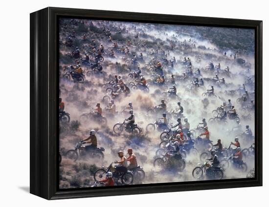 Motorcyclists Racing 75 Miles Cross Country Through Mojave Desert-Bill Eppridge-Framed Premier Image Canvas