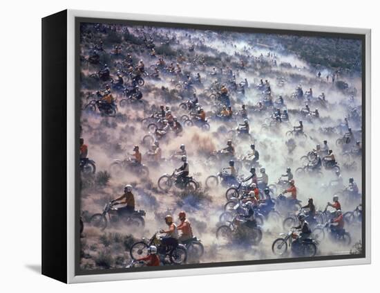 Motorcyclists Racing 75 Miles Cross Country Through Mojave Desert-Bill Eppridge-Framed Premier Image Canvas