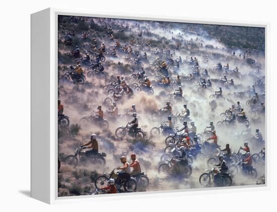 Motorcyclists Racing 75 Miles Cross Country Through Mojave Desert-Bill Eppridge-Framed Premier Image Canvas