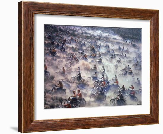 Motorcyclists Racing 75 Miles Cross Country Through Mojave Desert-Bill Eppridge-Framed Premium Photographic Print