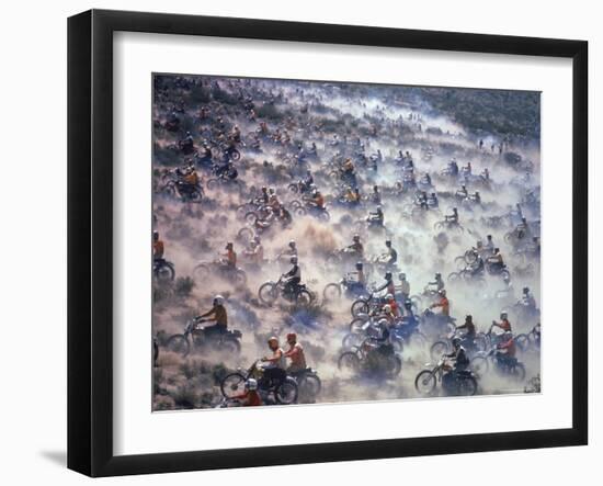 Motorcyclists Racing 75 Miles Cross Country Through Mojave Desert-Bill Eppridge-Framed Premium Photographic Print