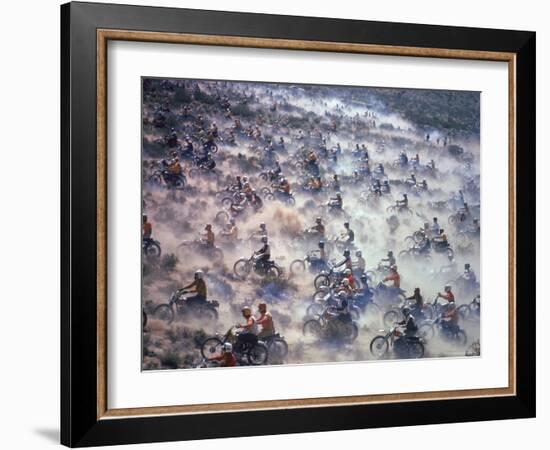 Motorcyclists Racing 75 Miles Cross Country Through Mojave Desert-Bill Eppridge-Framed Photographic Print