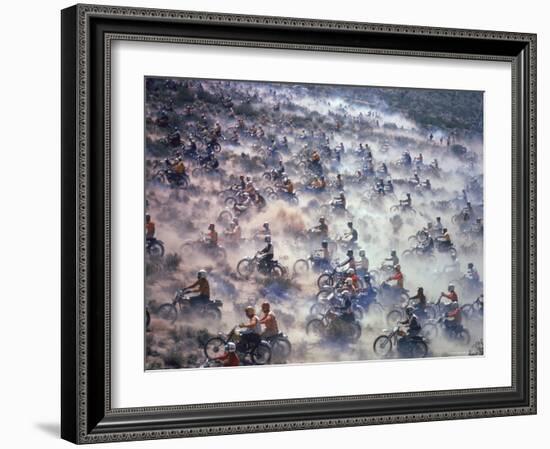 Motorcyclists Racing 75 Miles Cross Country Through Mojave Desert-Bill Eppridge-Framed Photographic Print