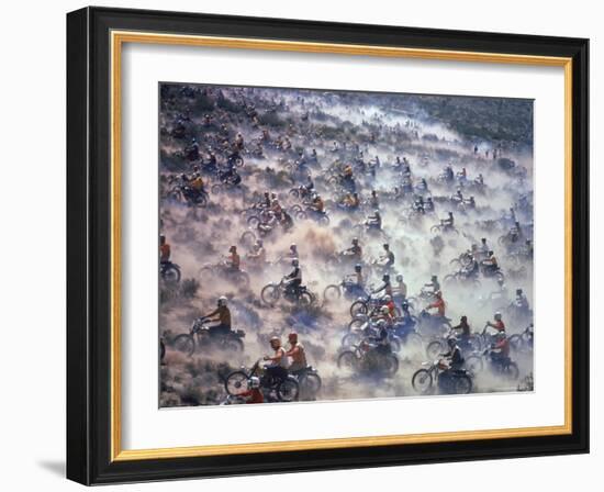 Motorcyclists Racing 75 Miles Cross Country Through Mojave Desert-Bill Eppridge-Framed Photographic Print