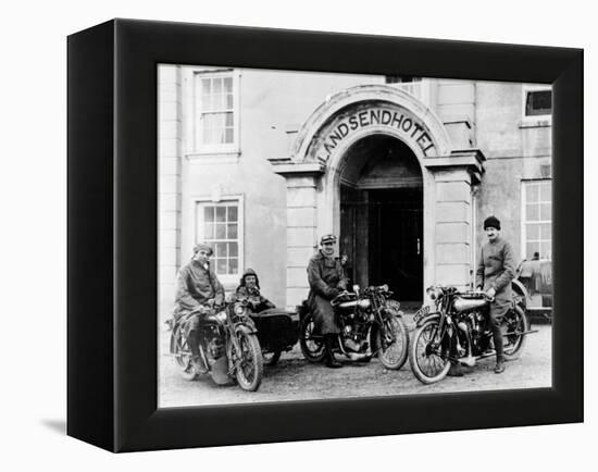 Motorcyclists with Mk1 Brough Superiors Outside the Land's End Hotel, Cornwall, 1921-null-Framed Premier Image Canvas