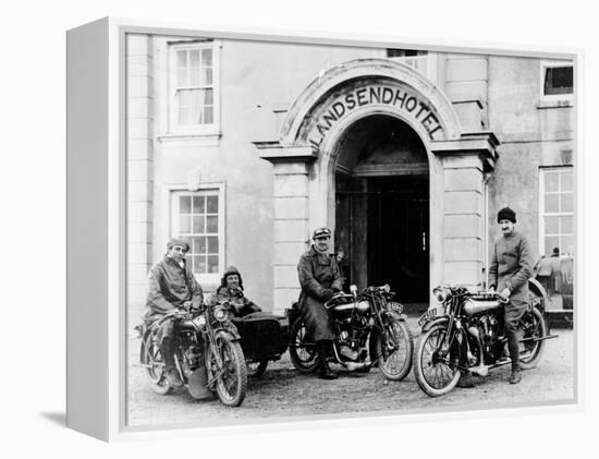 Motorcyclists with Mk1 Brough Superiors Outside the Land's End Hotel, Cornwall, 1921-null-Framed Premier Image Canvas