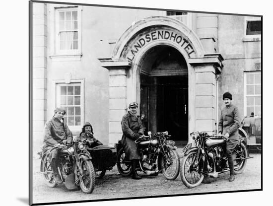 Motorcyclists with Mk1 Brough Superiors Outside the Land's End Hotel, Cornwall, 1921-null-Mounted Photographic Print