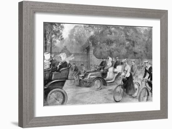 Motors and Cycles in Kensington High Street, London, 1903-Percy FS Spence-Framed Giclee Print