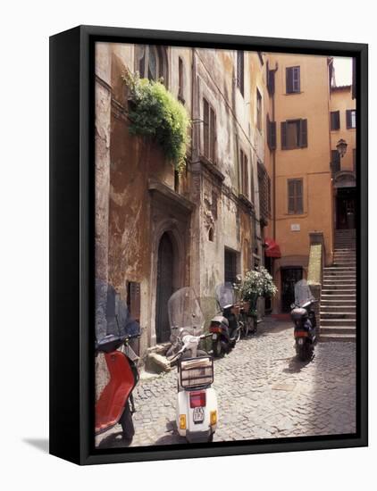 Motorscooters on Residential Street near Vatican City, Rome, Italy-Connie Ricca-Framed Premier Image Canvas