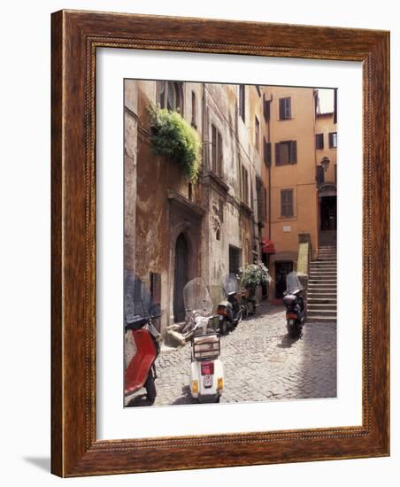 Motorscooters on Residential Street near Vatican City, Rome, Italy-Connie Ricca-Framed Photographic Print