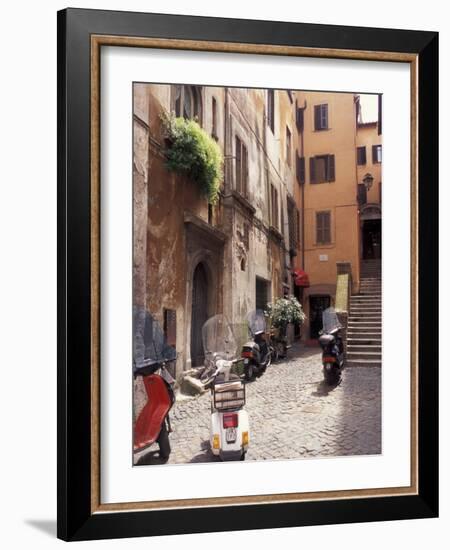 Motorscooters on Residential Street near Vatican City, Rome, Italy-Connie Ricca-Framed Photographic Print