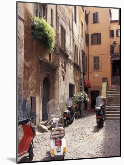 Motorscooters on Residential Street near Vatican City, Rome, Italy-Connie Ricca-Mounted Photographic Print