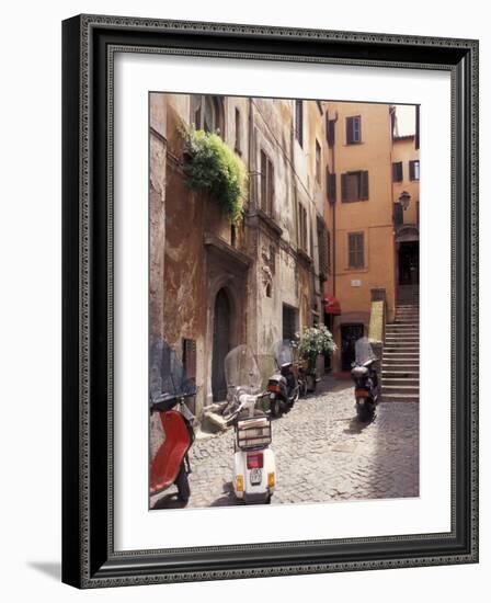 Motorscooters on Residential Street near Vatican City, Rome, Italy-Connie Ricca-Framed Photographic Print