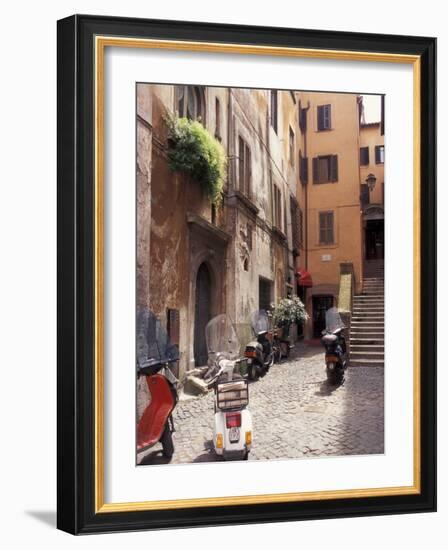 Motorscooters on Residential Street near Vatican City, Rome, Italy-Connie Ricca-Framed Photographic Print