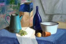 Still Life Painting of Bottle, Cornet, Grapes, Bowl and Mandarin-Motorspirit-Mounted Art Print