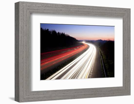 Motorway at Dusk, Gloucestershire, UK-Peter Adams-Framed Photographic Print
