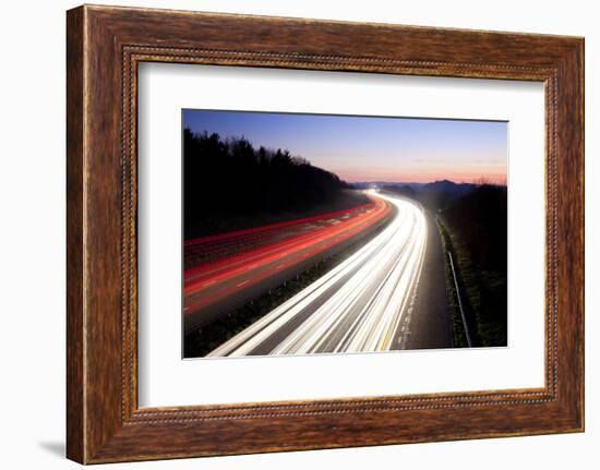 Motorway at Dusk, Gloucestershire, UK-Peter Adams-Framed Photographic Print