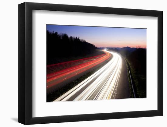 Motorway at Dusk, Gloucestershire, UK-Peter Adams-Framed Photographic Print