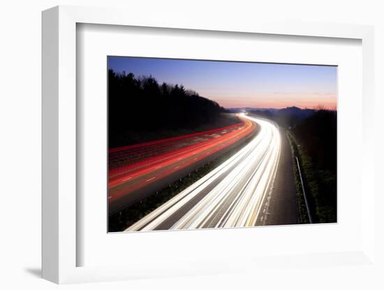 Motorway at Dusk, Gloucestershire, UK-Peter Adams-Framed Photographic Print