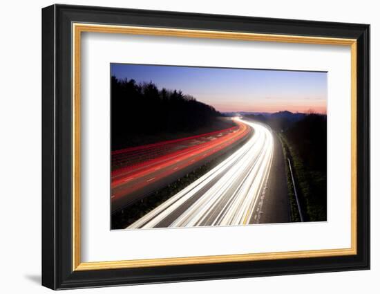 Motorway at Dusk, Gloucestershire, UK-Peter Adams-Framed Photographic Print