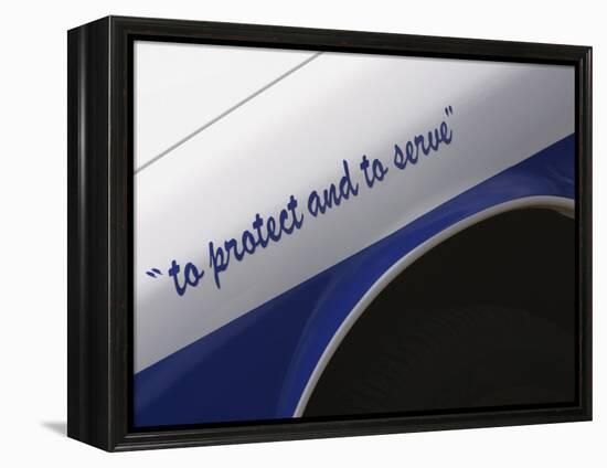 Motto on Police Car-null-Framed Premier Image Canvas