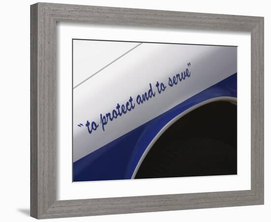 Motto on Police Car-null-Framed Photographic Print