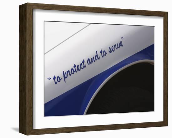 Motto on Police Car-null-Framed Photographic Print
