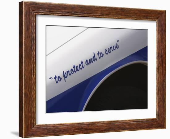 Motto on Police Car-null-Framed Photographic Print