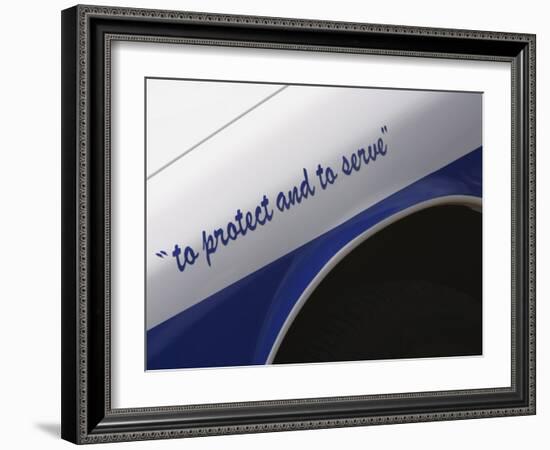 Motto on Police Car-null-Framed Photographic Print