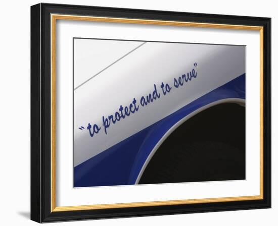 Motto on Police Car-null-Framed Photographic Print