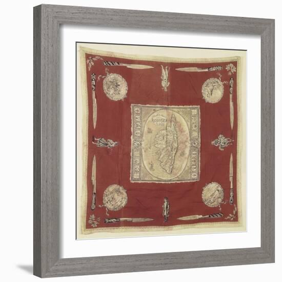 Mouchoir de cou "souvenir de la Corse" à dominante rouge-null-Framed Giclee Print