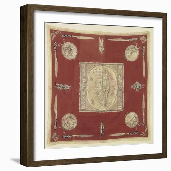 Mouchoir de cou "souvenir de la Corse" à dominante rouge-null-Framed Giclee Print