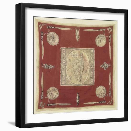 Mouchoir de cou "souvenir de la Corse" à dominante rouge-null-Framed Giclee Print