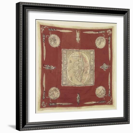 Mouchoir de cou "souvenir de la Corse" à dominante rouge-null-Framed Giclee Print