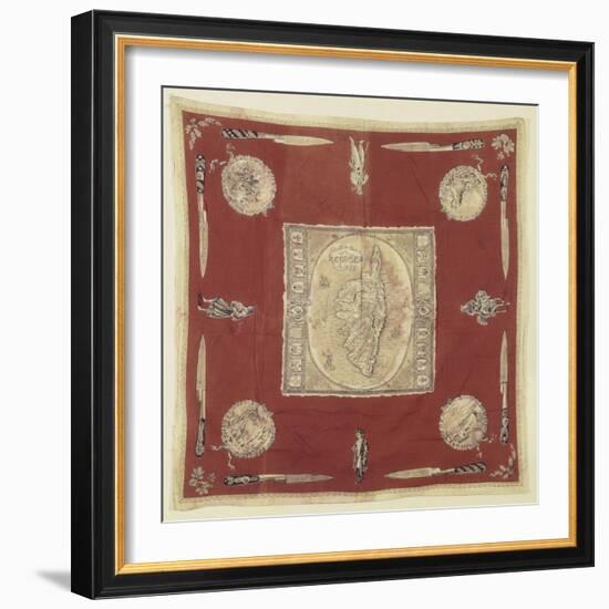 Mouchoir de cou "souvenir de la Corse" à dominante rouge-null-Framed Giclee Print