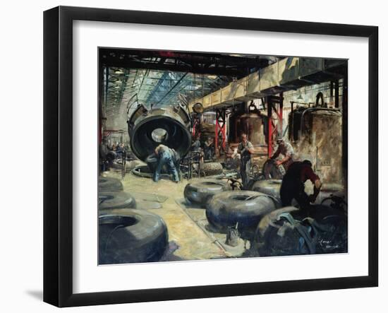 Moulding Tyres for Lancaster and Halifax Bombers-Terence Cuneo-Framed Giclee Print