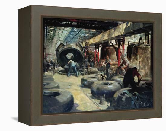 Moulding Tyres for Lancaster and Halifax Bombers-Terence Cuneo-Framed Premier Image Canvas