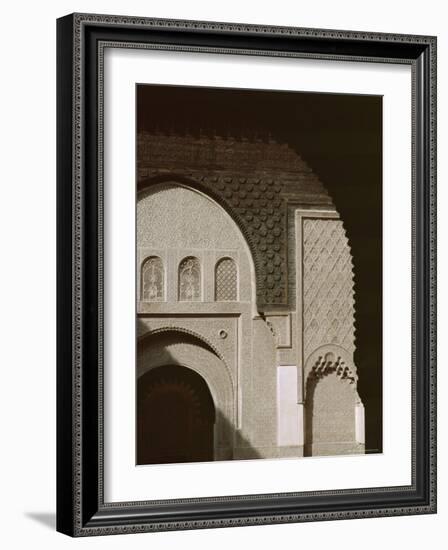 Mouldings Over Arched Doorway, Ben Youssef Medersa, Marrakech (Marrakesh), North Africa-David Poole-Framed Photographic Print