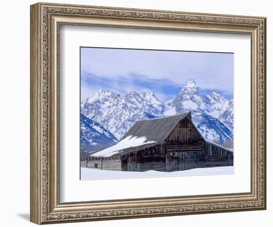 Moulton Barn below the Teton Range in winter-Scott T^ Smith-Framed Photographic Print