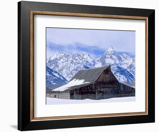 Moulton Barn below the Teton Range in winter-Scott T^ Smith-Framed Photographic Print