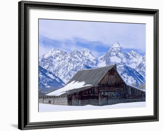 Moulton Barn below the Teton Range in winter-Scott T^ Smith-Framed Photographic Print