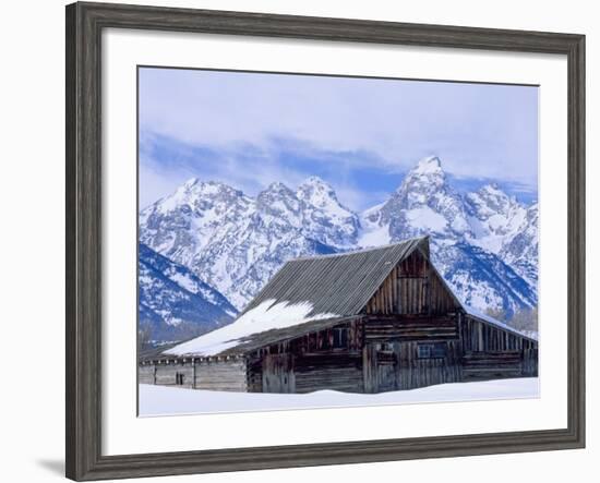 Moulton Barn below the Teton Range in winter-Scott T^ Smith-Framed Photographic Print